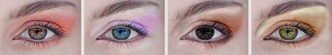 Eye makeup examples - incorrect variant and three corrections