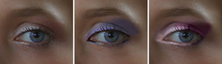 Виртуальный макияж глаз - фото перед покраской и два варианта нанесения макияжа